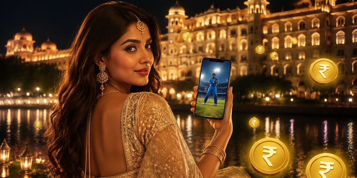 Fans watching cricket match with Indian rupee