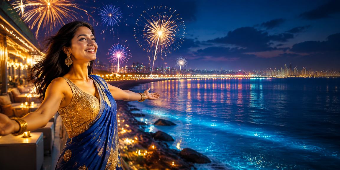 Exciting casino entertainment along Mumbai's Marine Drive at night